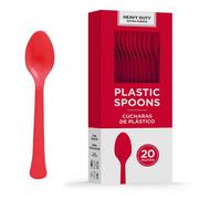 Red Heavy-Duty Plastic Spoons, 20ct